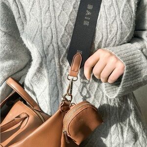 Mina Baie strap in black canvas terra vegan leather & gold hardware